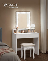 Schminktisch LED Spiegel Schubladen Fächer Weiss