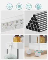 Rollwagen Küchenregal mit Haken Weiss