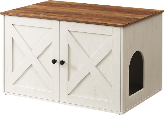 Katzenhaus Schrank Tisch herausnehmbar honigbraun vintageweiss von Songmics