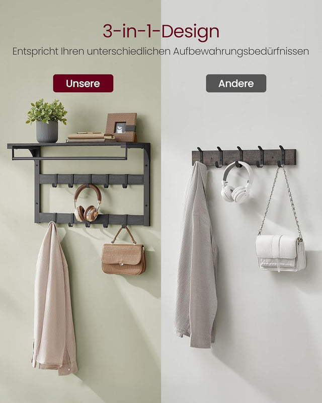 Wandgarderobe mit Ablage anthrazitgrau-schwarz von Songmics