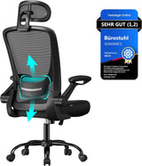 Bürostuhl ergonomisch mit Kopfstütze tintenschwarz