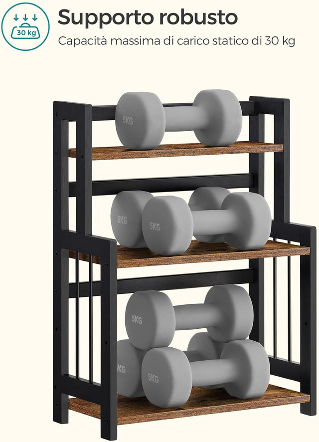 Gewürzregal Bambus 3 Ebenen vintagebraun-schwarz