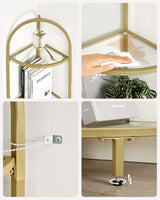 Eckregal 5 Ebenen Glasregal Gold