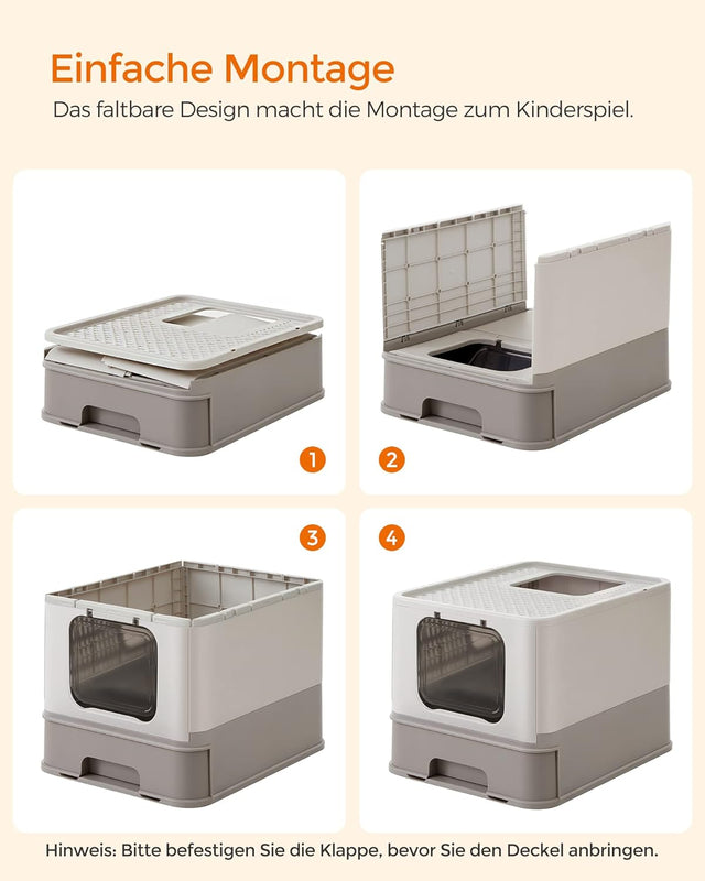 Katzentoilette mit Deckel auslaufsicher Haferflockenfarben