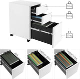 Rollcontainer Büroschrank abschliessbar Schubladen weiss von Songmics