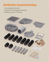 Kratzbaum mit Höhle und Hängematte hellgrau-schwarz