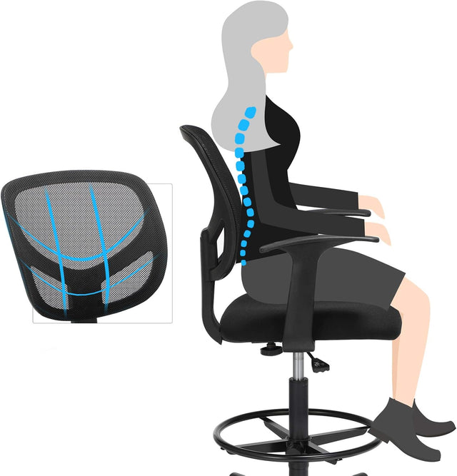 Bürostuhl Verstellbar Drehstuhl Belastbar Schwarz von Songmics