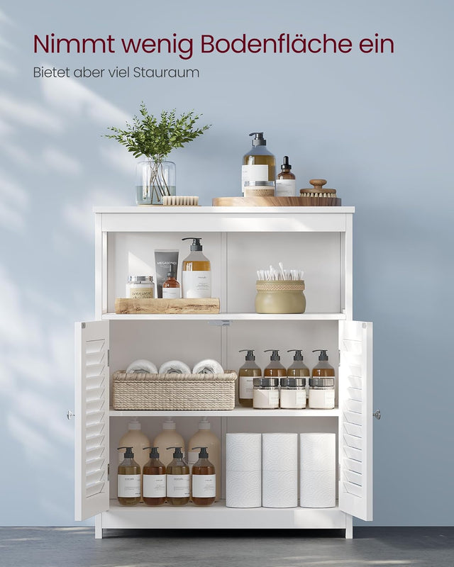 Badezimmerschrank Aufbewahrungsregal mit Türen Weiss