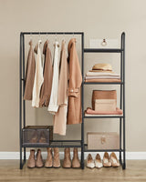 Kleiderständer Metallrahmen 5 Ablagen Tintenschwarz von Songmics