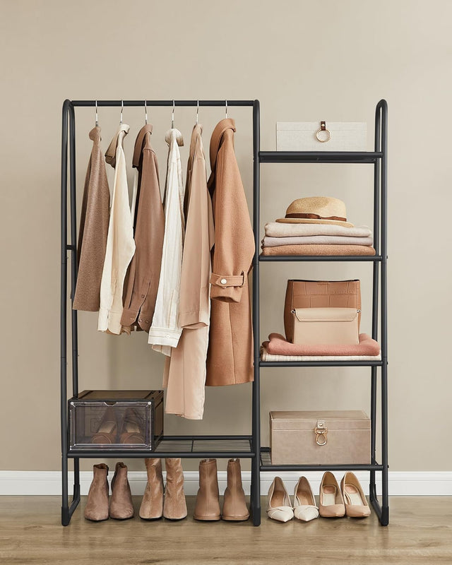 Kleiderständer Metallrahmen 5 Ablagen Tintenschwarz von Songmics