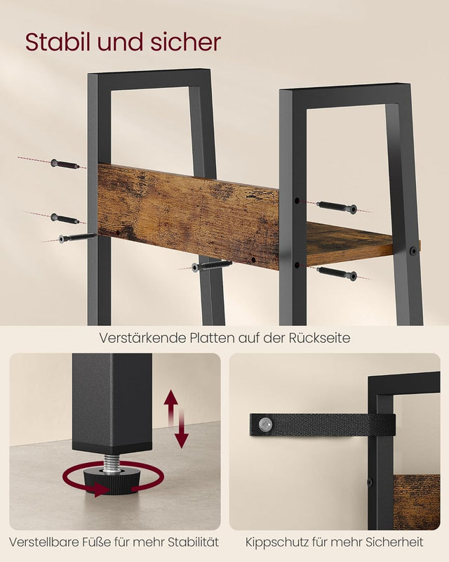 Bücherregal Leiterregal Industrie-Design Vintagebraun