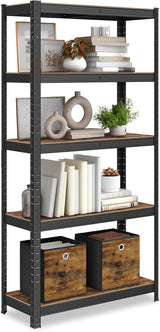 Standregal Industrie-Design mit 5 Ablagen, bis 650 kg belastbar, vintagebraun-schwarz von Songmics
