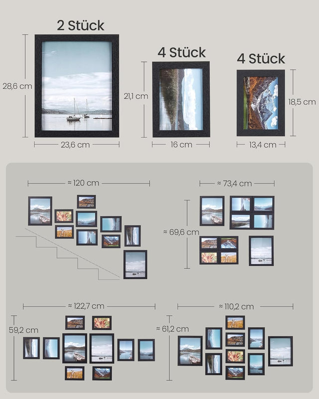 Bilderrahmen Set für Fotos, Schwarz