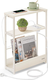 Beistelltisch mit Ladefunktion, cremeweiss