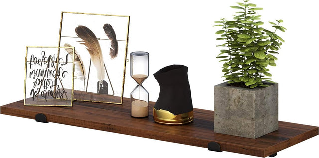 Wandregale Retro-Stil schwimmend Braun Schwarz von Songmics