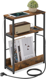 Beistelltisch mit Ladefunktion vintagebraun-tintenschwarz