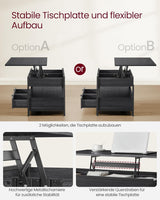 Couchtisch Höhenverstellbar Schubladen Offenes Fach Schwarz von Songmics