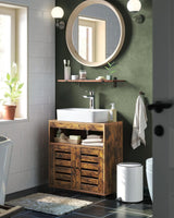 Waschbeckenunterschrank mit Lamellentüren vintagebraun von Songmics