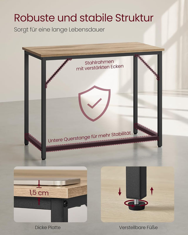 Computertisch Bürotisch 100x50x76cm Kamelbraun Tintenschwarz von Songmics