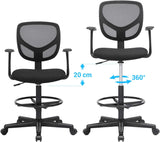 Bürostuhl Verstellbar Drehstuhl Belastbar Schwarz von Songmics