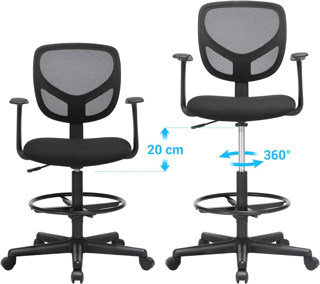 Bürostuhl Verstellbar Drehstuhl Belastbar Schwarz von Songmics