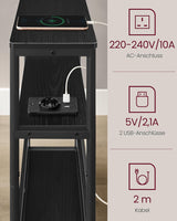 Beistelltisch mit Ladefunktion, 3 Ablagen, schwarz