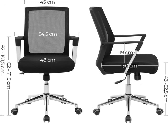 Bürostuhl höhenverstellbar mit Netzrückenlehne schwarz