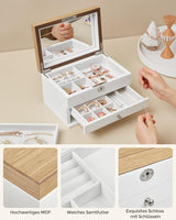 Schmuckkästchen mit Spiegel und Schubladen Weiss