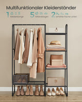 Kleiderständer Metallrahmen 5 Ablagen Tintenschwarz von Songmics