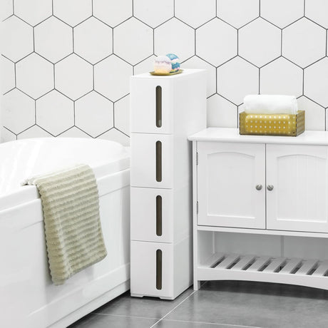 Nischenregal Rollwagen Schubladen Badregal Weiss-Braun