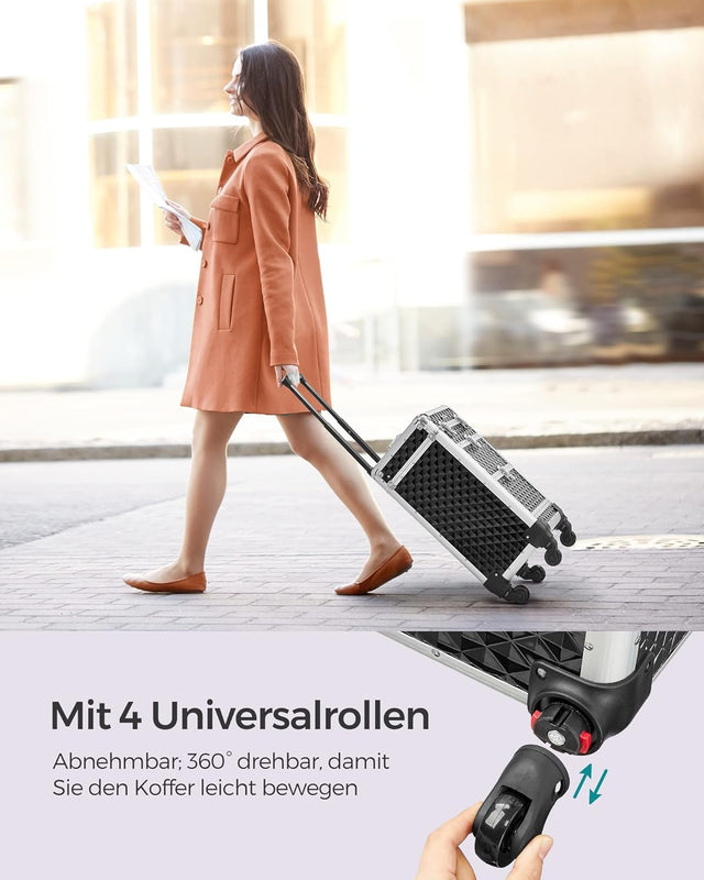 Kosmetikkoffer Trolley mit Schubladen Schwarz