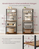 Küchenregal mit 6 Ablagen vintagebraun 60cm breit