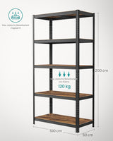 Regal Industrie Design Verstellbar Vintagebraun Schwarz