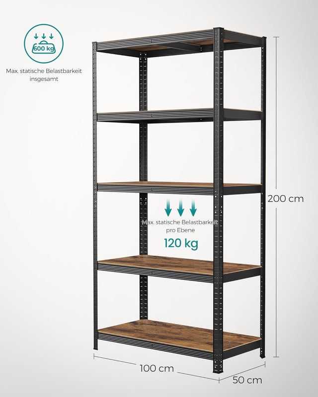 Regal Industrie Design Verstellbar Vintagebraun Schwarz