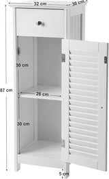 Badezimmerschrank mit Schublade Lamellentür Weiss
