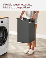 Wäschekorb mit 2 Fächern und 2 Ablagen, schwarz-grau von Songmics