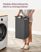 Wäschekorb mit 3 Fächern und Ablage, schiefergrau-anthrazitgrau von Songmics