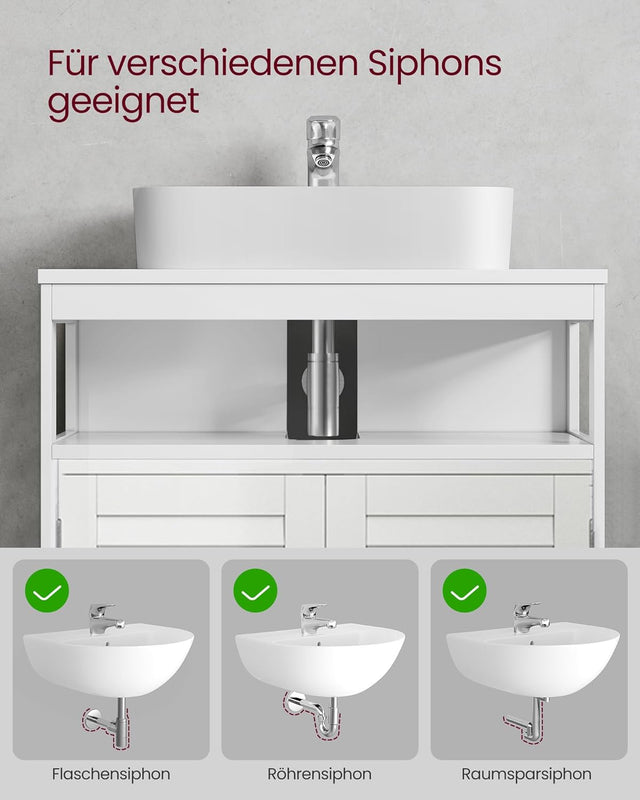 Waschbeckenunterschrank mit Lamellentüren wolkenweiss von Songmics