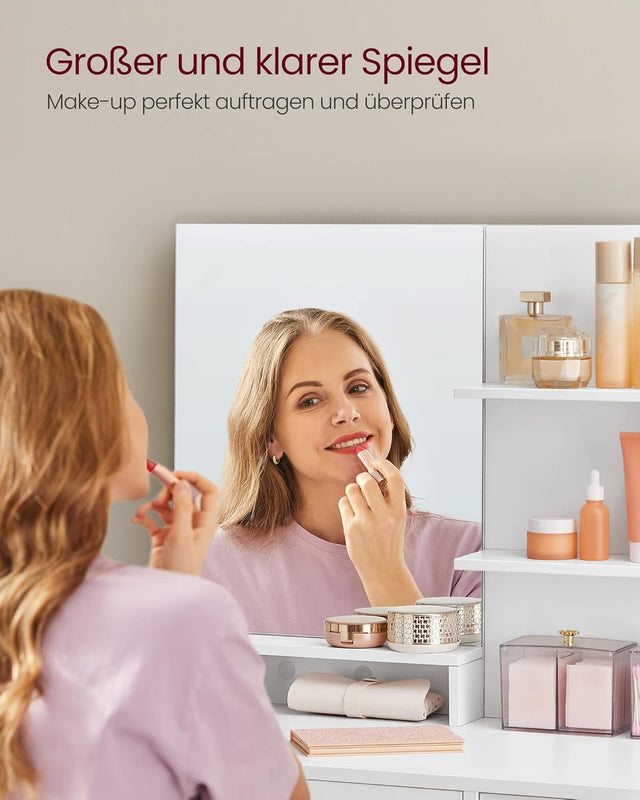 Schminktisch mit Spiegel und Ablagen Weiss
