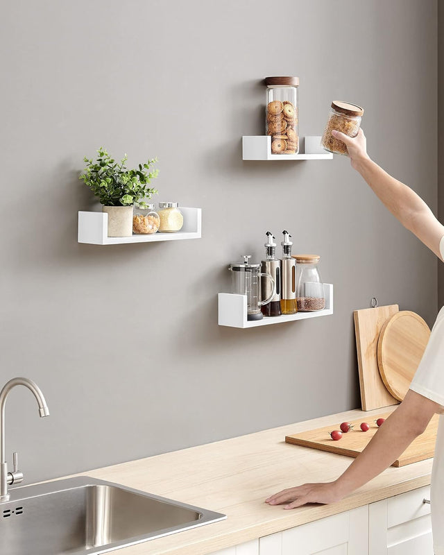 Wandregal Set Schweberegal Hochglanz Weiss von Songmics