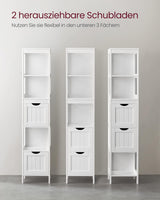 Badezimmerschrank freistehend mit Schubladen weiss