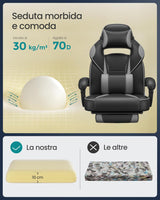 Bürostuhl Ergonomisch Höhenverstellbar Neigbar Tintenschwarz von Songmics