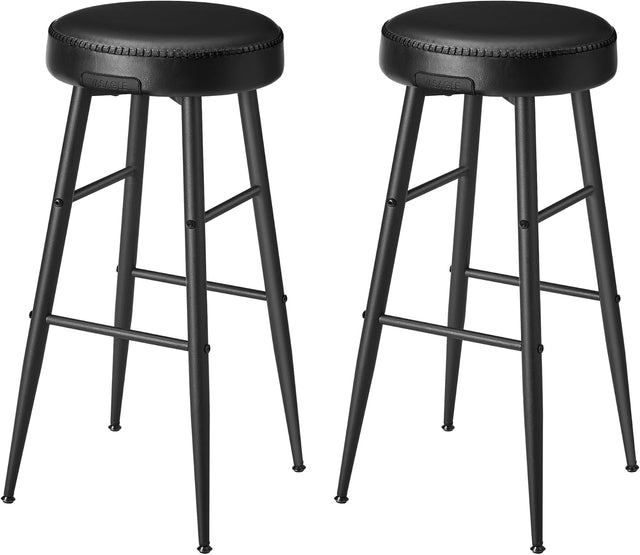 Barhocker 2er Set Kunstleder Mid-Century Schwarz Tall