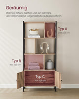 Bücherregal mit Türen Industrie-Design Stahlgestell Kamelbraun