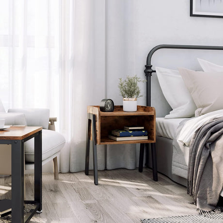 Nachttisch Industrie-Design mit Fach Vintagebraun