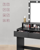 Schminktisch LED Spiegel Schubladen modern schwarz