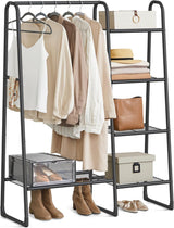 Kleiderständer Metallrahmen 5 Ablagen Tintenschwarz von Songmics