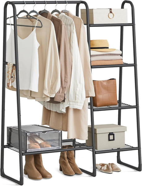 Kleiderständer Metallrahmen 5 Ablagen Tintenschwarz von Songmics