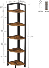 Eckregal mit 5 Ablagen Vintagbraun