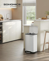 Mülleimer Küche 30L Stahl Weiss